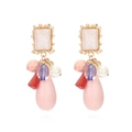 Elegante mehrlagige Perlenohrringe in Tropfenform mit Goldakzenten und bunten Steinen - Rosa