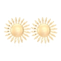 Vintage golden sunflower stud earrings with retro sunburst alloy design for women - Gold