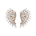 Detail of wing-shaped golden earrings with sparkling marquise and round cut crystals - Clear White