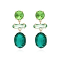 Orecchini pendenti a tre strati in cristallo verde con finitura in oro chiaro - Verde