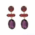 Eleganti orecchini geometrici a strati con pietre di cristallo rosse e viola - Viola Marrone