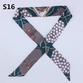 Macro detail of twilly scarf with chain and polka dot print on smooth silk fabric - Dark Green Chain Polka Dot (PDS-16)