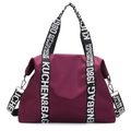 Purple waterproof nylon travel tote bag with adjustable straps and lettered webbing handles - Purple
