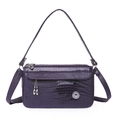 Borsa viola con motivo a coccodrillo e struzzo con ciondolo a goccia d'acqua - Viola