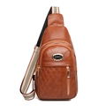 Bolso bandolera de mujer en cuero sintético marrón con diseño acolchado y correa - Marrón