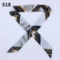 Detail of skinny silk scarf with black white polka dots and gold chain pattern - Black White Yellow Chain (PDS-18)