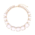 Collar geométrico de lujo con gemas de resina rosa y cadena de metal dorado - Transparente