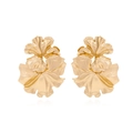 Chic oversized gold leaf earrings with textured floral design and glossy metal finish - Gold