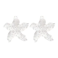 Chic silver alloy flower stud earrings with vintage textured floral design for women - Silver