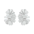 Polished silver leaf earrings with textured petals in a minimalist vintage metal design - Silver