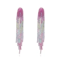 Luxurious long gradient colorful crystal tassel earrings with sparkling rhinestone chains - Colorful