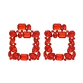 Luxury geometric square earrings with red crystals and gold-plated alloy settings - Red