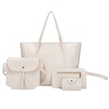 Set de 4 bolsos color crema con textura de cocodrilo incluyendo bolso de hombro - Blanco