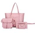 Juego de bolsos rosa con relieve de cocodrilo, incluye bolso tote, bandolera y cartera - Rosa