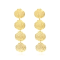 Chic multi-layer gold metal shell earrings with bohemian ocean style drop design - Gold