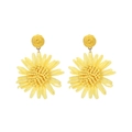 Boucles d'oreilles tournesol en raphia fait main de style bohème pour les vacances - Jaune
