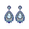 Teardrop crystal earrings with blue and white stones in a vintage luxury style - Blue