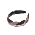 Plaid houndstooth twist headband with wide fabric design for high cranial top hair style - Brown Houndstooth Mixed