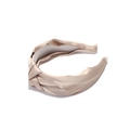 Elegant champagne satin knotted headband with a wide-side design for a sophisticated look - Apricot