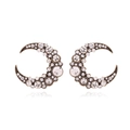 Boucles d'oreilles lune rétro ornées de cristaux brillants et alliage de bronze - Or Antique