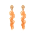 Elegante Goldblatt-Ohrringe mit langen orangefarbenen Quastenblättern im Boho-Stil - Orange