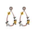 Orecchini bohémien a goccia con fiori, cristalli e perle in finitura oro vintage - Colorato