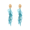 Elegante Ohrringe mit goldenem Blatt und blauen Blütenblättern im langen Tassel-Design - Himmelblau