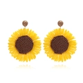 Orecchini a goccia girasole in rafia intrecciata gialla e marrone per stile vacanza da donna - Giallo Girasole