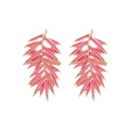 Pink enamel palm leaf earrings in gold-plated metal with minimalist tropical design - Pink