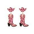 Orecchini a forma di cappello e stivale da cowboy con strass rosa e oro - Rosa Rossa