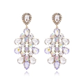 Boucles d'oreilles fleurs en cristal doré avec strass arc-en-ciel AB au style luxueux - Coloré