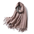 Pink and grey double-sided cashmere scarf with tassels for winter warmth - 200x65cm / Lotus Pink And Dark Gray (WT350-6)