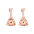Orecchini Pipa vintage in oro con smalto rosa e cristalli colorati lucidi - Rosa