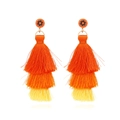 Bohemian triple-layer gradient tassel earrings with orange beads and golden rings - Orange-Yellow Gradient Mixed Color