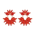 Luxurious red marquise crystal fan earrings with elegant gold alloy finish for women - Red