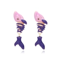 Bunte Fischgräten-Ohrstecker aus Emaille in Rosa und Lila mit goldenem Metallfinish - Lila Fischgräte / Lila