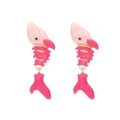 Fischgräten-Ohrringe mit rosa Emaille und Gold-Finish auf einem sauberen weißen Hintergrund - Rosa Fischgräte / Rosa