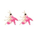 Pendientes de abeja con esmalte rosa degradado y acabado en aleación dorada - Rosa