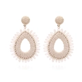 Boucles d'oreilles bohèmes en raphia tissé à la main, design goutte d'eau beige - Beige