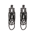 Handgefertigte schwarze Perlenohrringe mit Quasten und geometrischem Boho-Webmuster - Schwarz