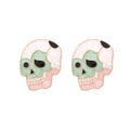 Totenkopf-Ohrstecker mit buntem Emaille-Design und goldenen Metallakzenten - Rosa Mehrfarbig