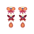 Pendientes bohemios de mariposa en aleación con cristales de colores y baño de oro - Colorido
