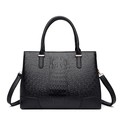 Sac à main noir classique avec texture crocodile et autruche en similicuir de haute qualité - Noir