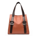 Orange-brown minimalist crossbody handbag with premium litchi texture and dark brown strap - Brown