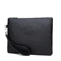 Classic black litchi pattern leather clutch bag for men with wrist strap and zipper - Litchi Pattern Style 2 / Black (Litchi Texture)
