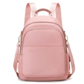 Mochila de nailon rosa para mujer con cremalleras doradas y correas de hombro ajustables - Rosa