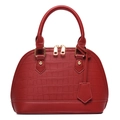 Borsa a mano rossa con trama a coccodrillo, chiusura dorata e design a conchiglia - Rosso