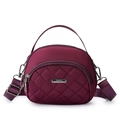 Borsa a tracolla trapuntata color vino in nylon con manico e tracolla larga - Viola