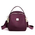 Versatile purple Oxford cloth shell bag for women with multi-zipper and metal logo - Purple