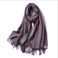 Double-sided grey-purple faux cashmere scarf with fringe and thick thermal texture - 200x65cm / Gray Purple And Dark Gray (WT350-41)